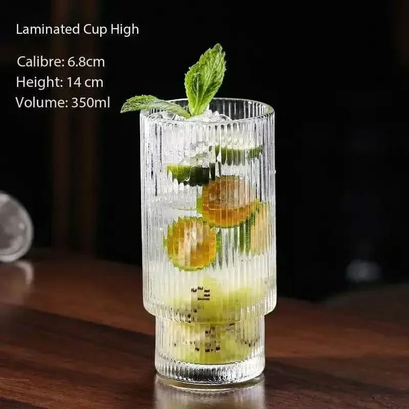 Ribbed Tumblers with Straws Glass Tumbler Cocktail Glasses 6pcs - Image 2