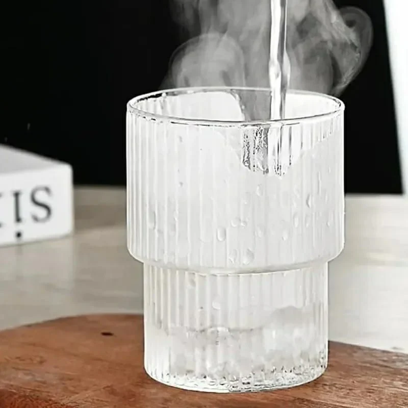 Ribbed Tumblers with Straws Glass Tumbler Cocktail Glasses 6pcs - Image 5