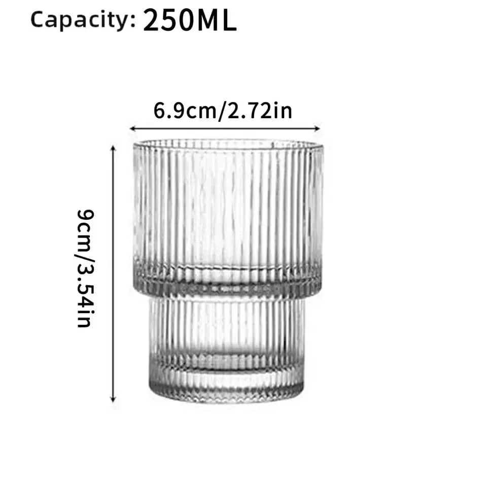 Ribbed Tumblers with Straws Glass Tumbler Cocktail Glasses 6pcs - Image 6