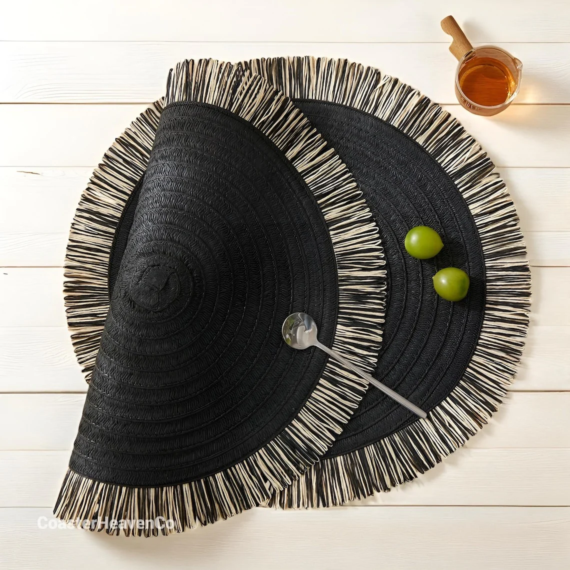 Round Braided Table Mats 38cm Heat Resistant Placemats for Dining Table Set of 6 - Image 3
