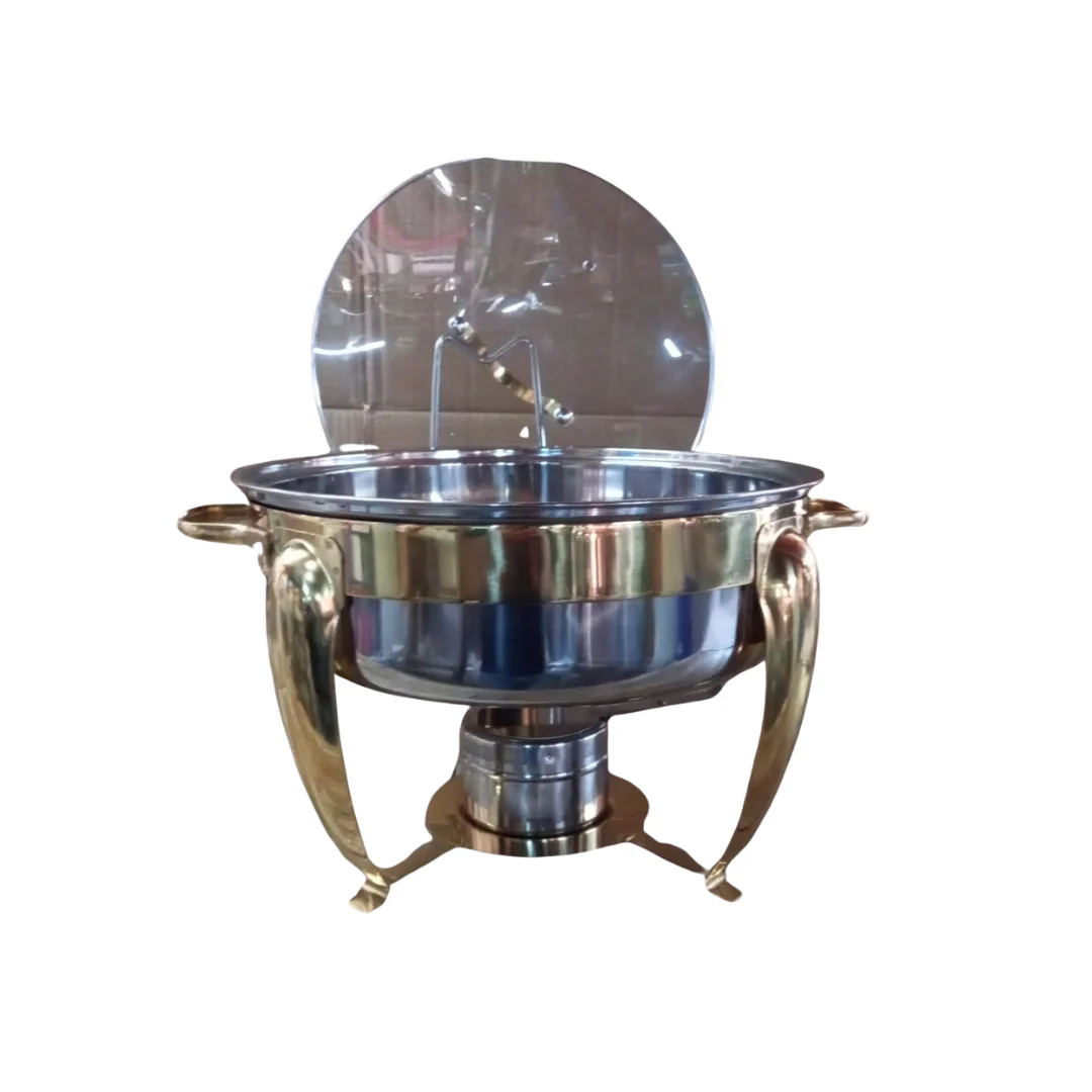 Round Food Warmer Stainless Steel Chafing Dish With Hanging Lid - Image 2