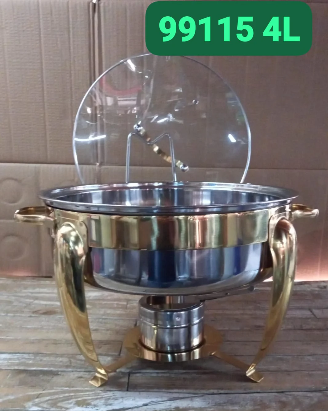 Round Food Warmer Stainless Steel Chafing Dish With Hanging Lid - Image 5