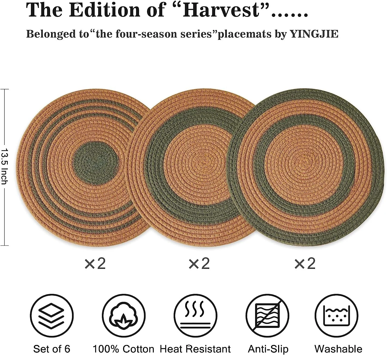 Round Woven Table Placemats Set of 6 - Image 4