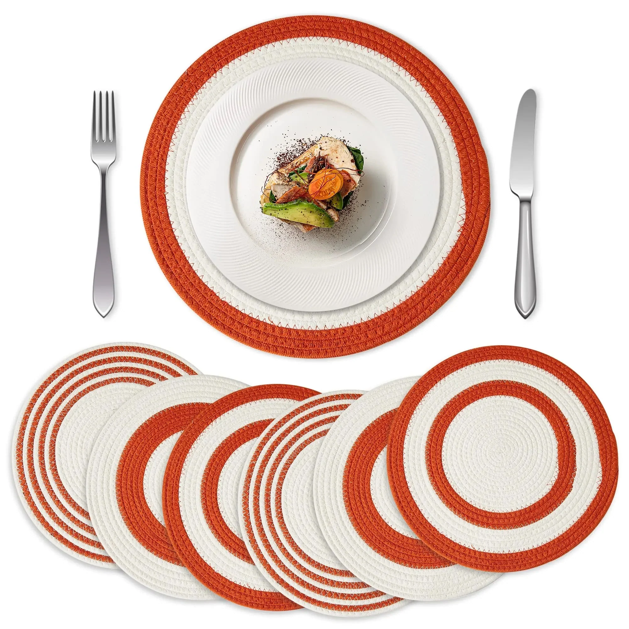 Round Woven Table Placemats Set of 6 - Image 5