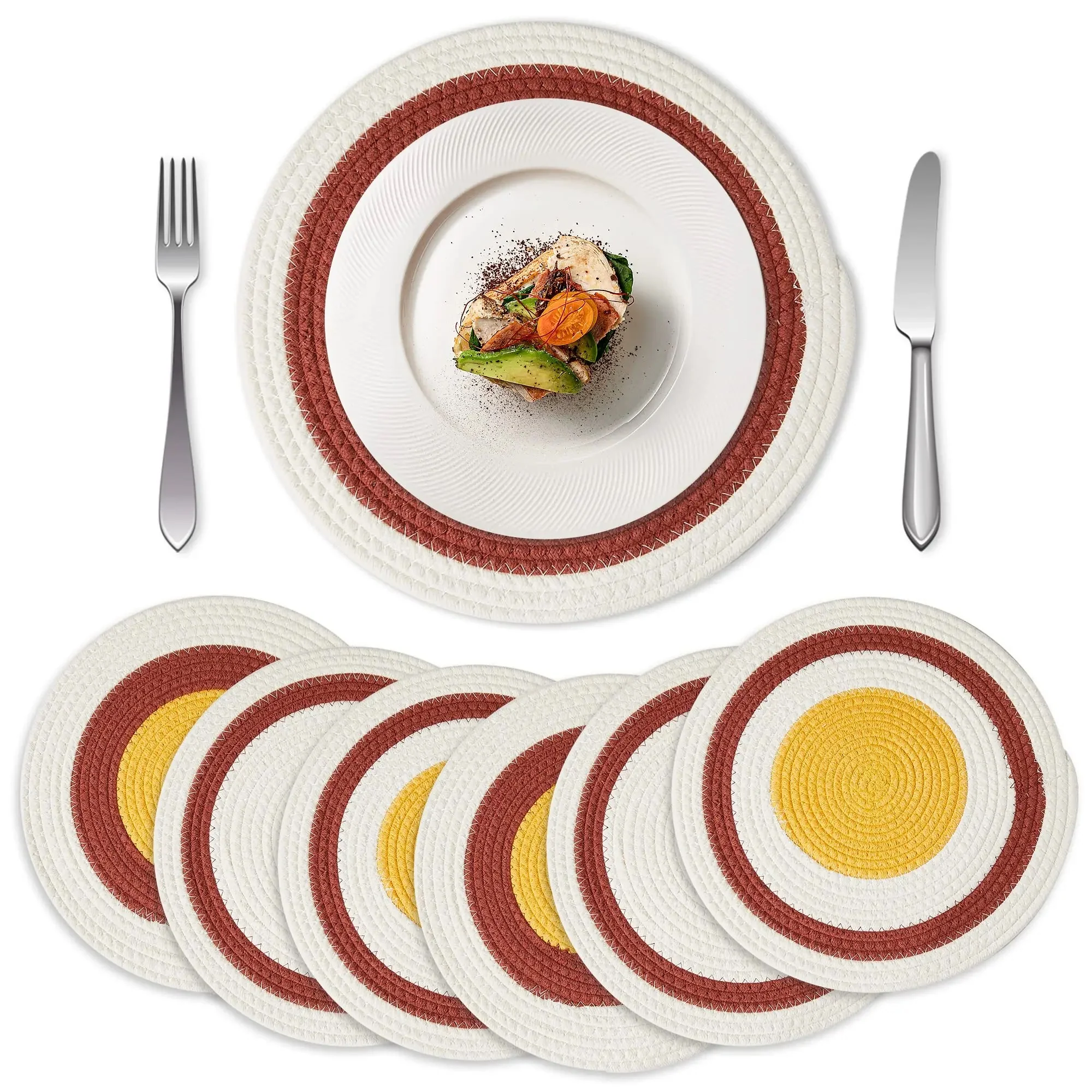 Round Woven Table Placemats Set of 6 - Image 6