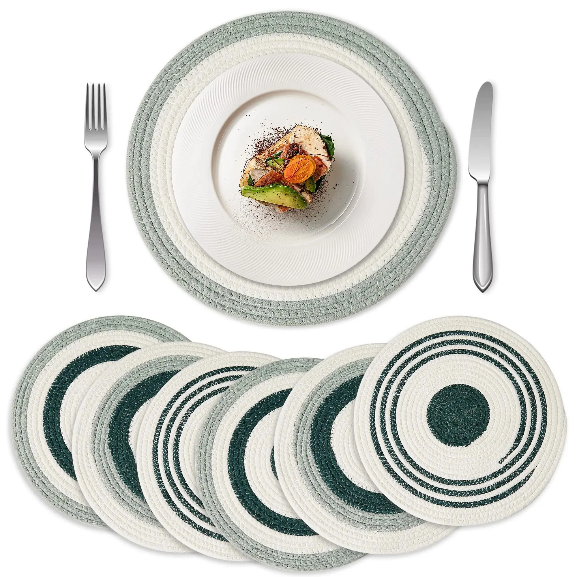 Round Woven Table Placemats Set of 6 - Image 7