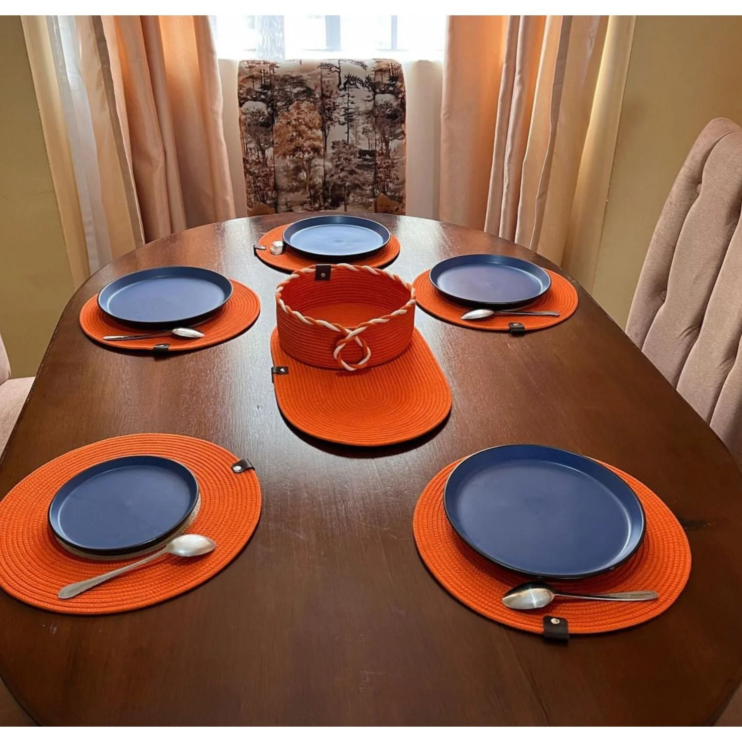 Round Woven Placemats Set of 6 Large - Cotton Rope Boho Place Mats Table Mats Set - Image 3