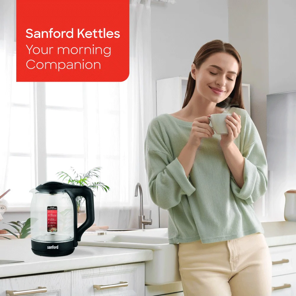Sanford 1.8L Electric Glass Kettle with Auto Shut-Off and Indicator Light - Image 2