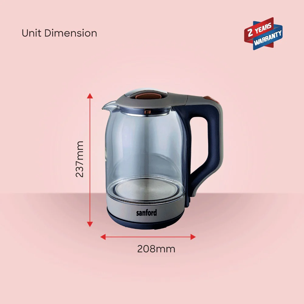 Sanford 1.8L Electric Glass Kettle with Auto Shut-Off and Indicator Light - Image 7