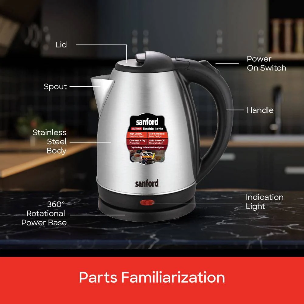Sanford 1.8L Electric Kettle (1500W) – Stainless Steel Fast Boil - Image 5