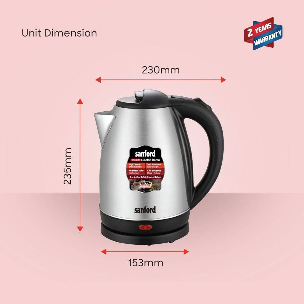 Sanford 1.8L Electric Kettle (1500W) – Stainless Steel Fast Boil - Image 6