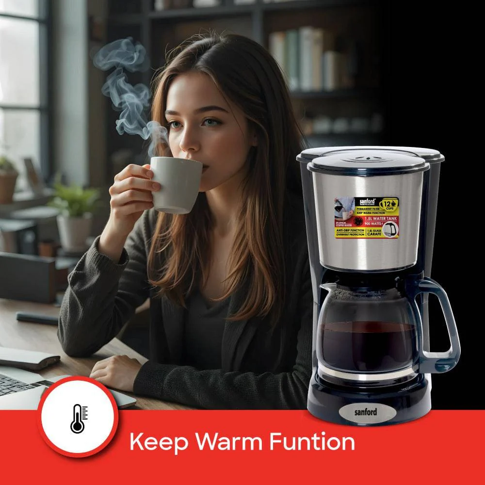 Sanford 12-Cup Coffee Maker with Thermostat Control and Keep Warm Function - Image 4