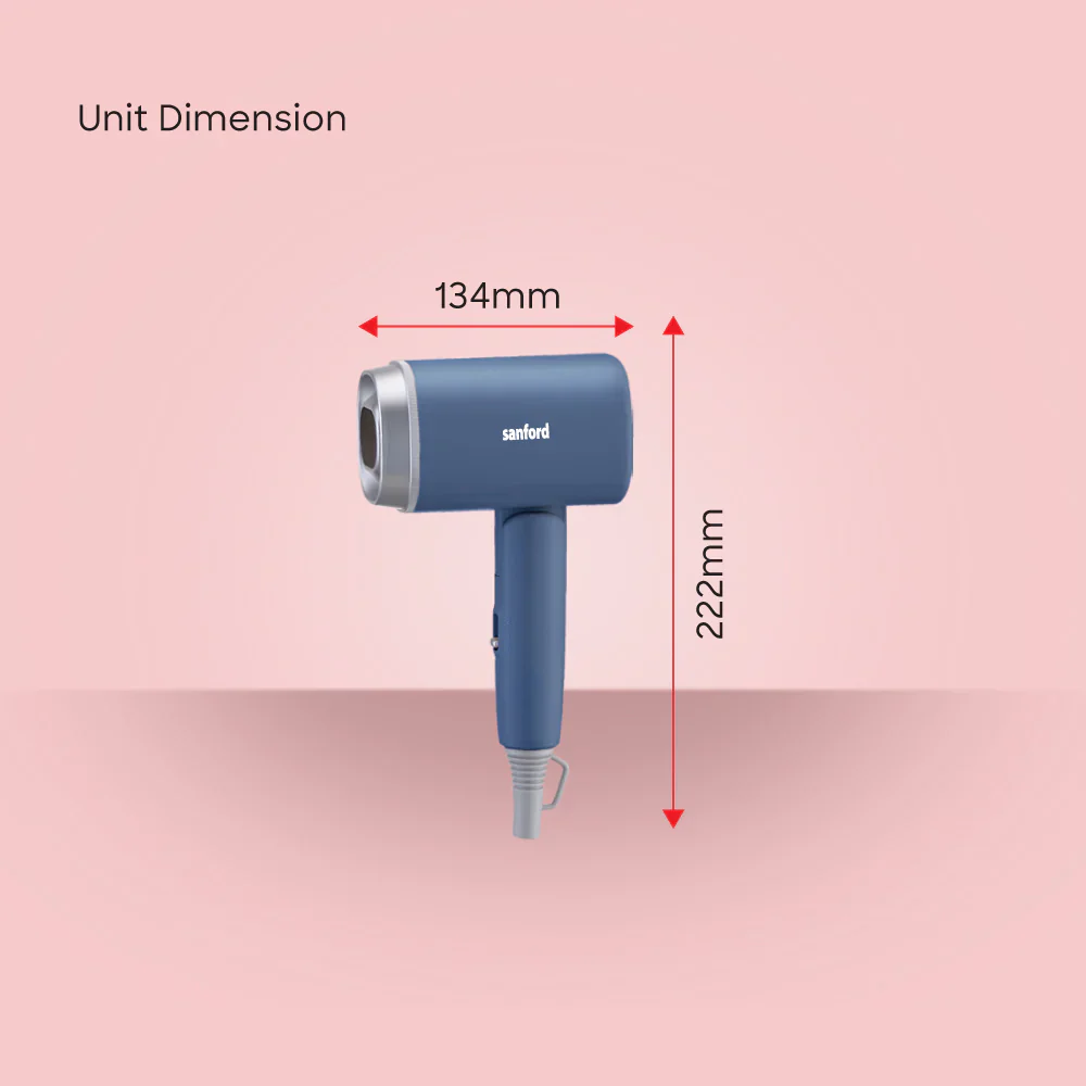 Sanford 1200W Compact Hair Dryer with Foldable Handle | 2 Speed & 2 Heat Settings | DC Motor - Image 6