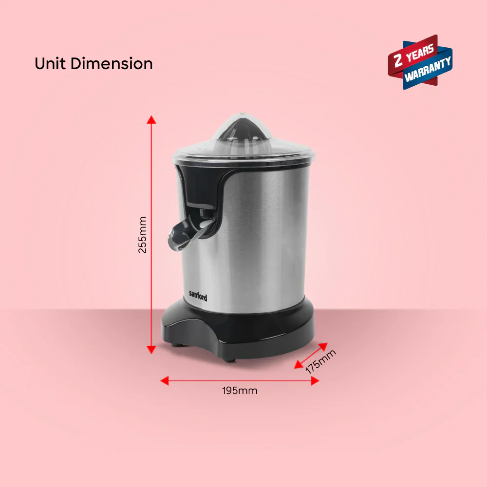 Sanford 2-in-1 Citrus Juicer with Adjustable Pulp Filter and Stainless Steel Housing - Image 5