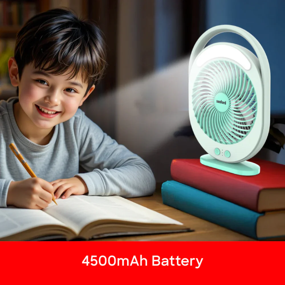 Sanford 2-in-1 Rechargeable Fan with 18 LED Lights and 3-Speed Control – Up to 15H Fan Runtime & 20H LED Runtime - Image 4