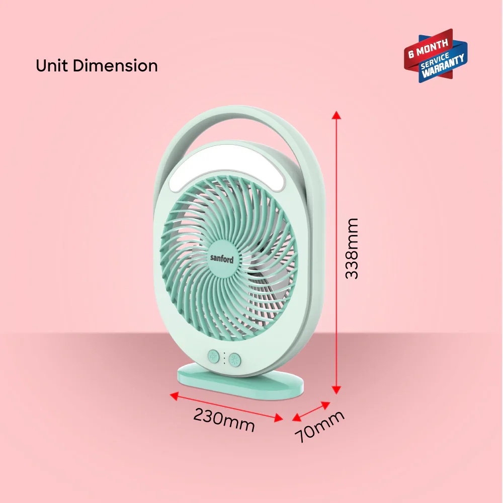 Sanford 2-in-1 Rechargeable Fan with 18 LED Lights and 3-Speed Control – Up to 15H Fan Runtime & 20H LED Runtime - Image 6