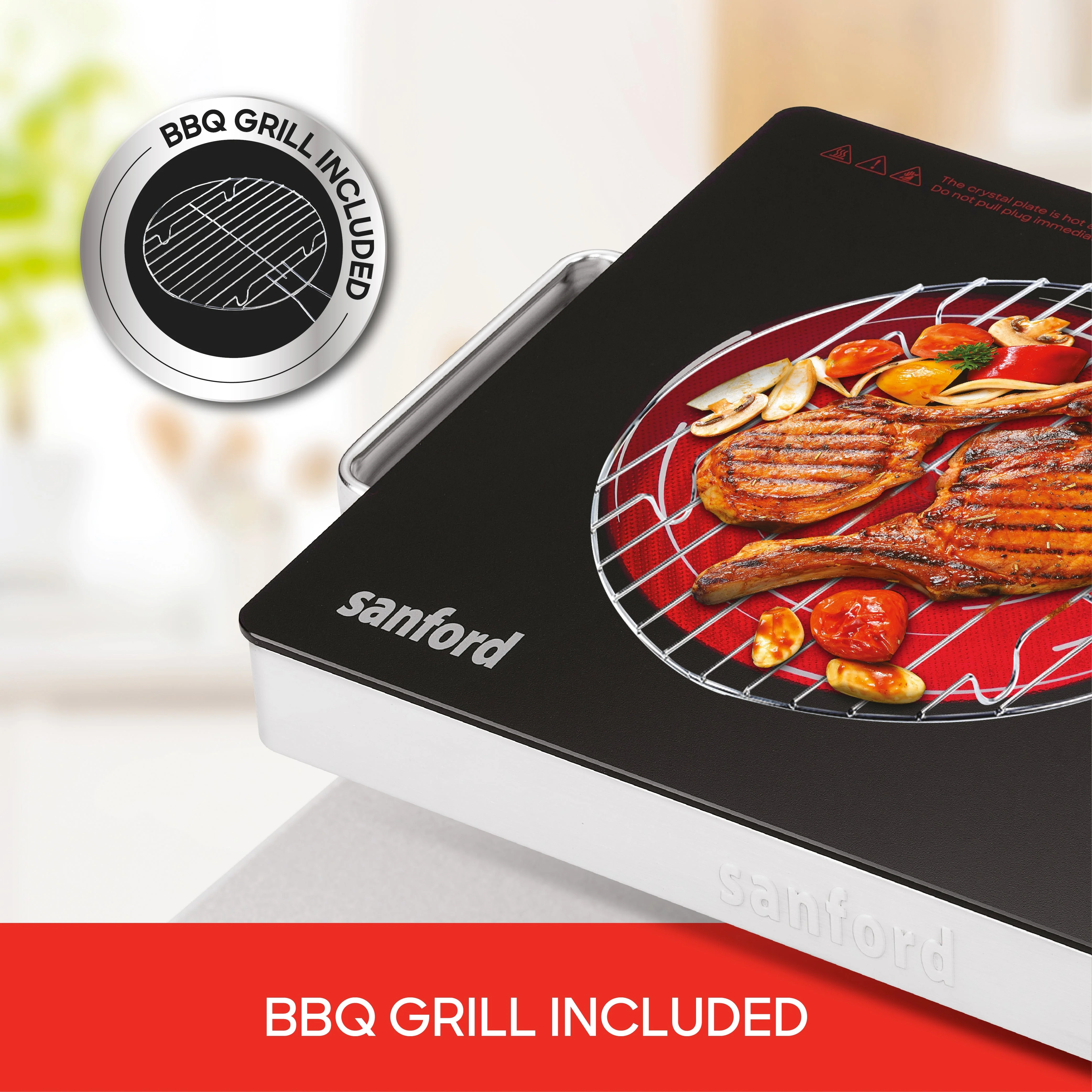 Sanford 2 in 1 Single Burner Infrared Cooker 2200W with BBQ Grill and Timer - Image 6