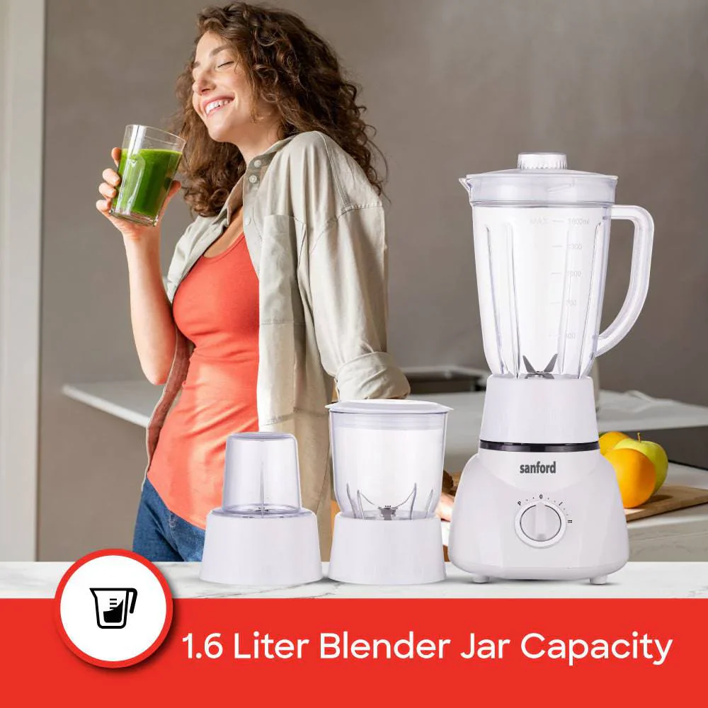 Sanford 3-in-1 Blender, Mincer & Mill | 1600ml Jar | 400W Motor | 2-Speed Control | Stainless Steel Blades - Image 2