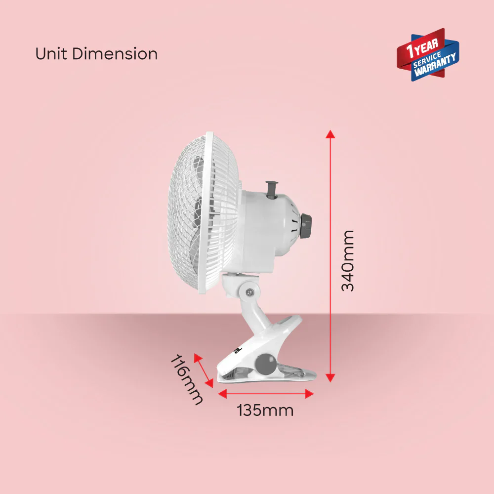 Sanford 3-in-1 Fan – Desk, Clip & Wall Mount | 360° Rotation | 2-Speed Silent Motor | 45W Power - Image 6