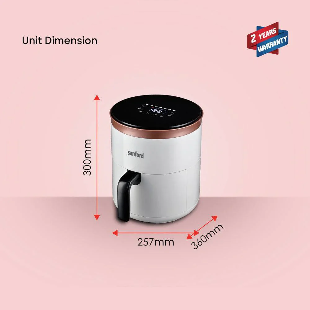 Sanford 4L Digital Air Fryer with LED Display and Non-Stick Basket | 360° Hot Air Circulation | 80–200°C Adjustable Temperature - Image 6