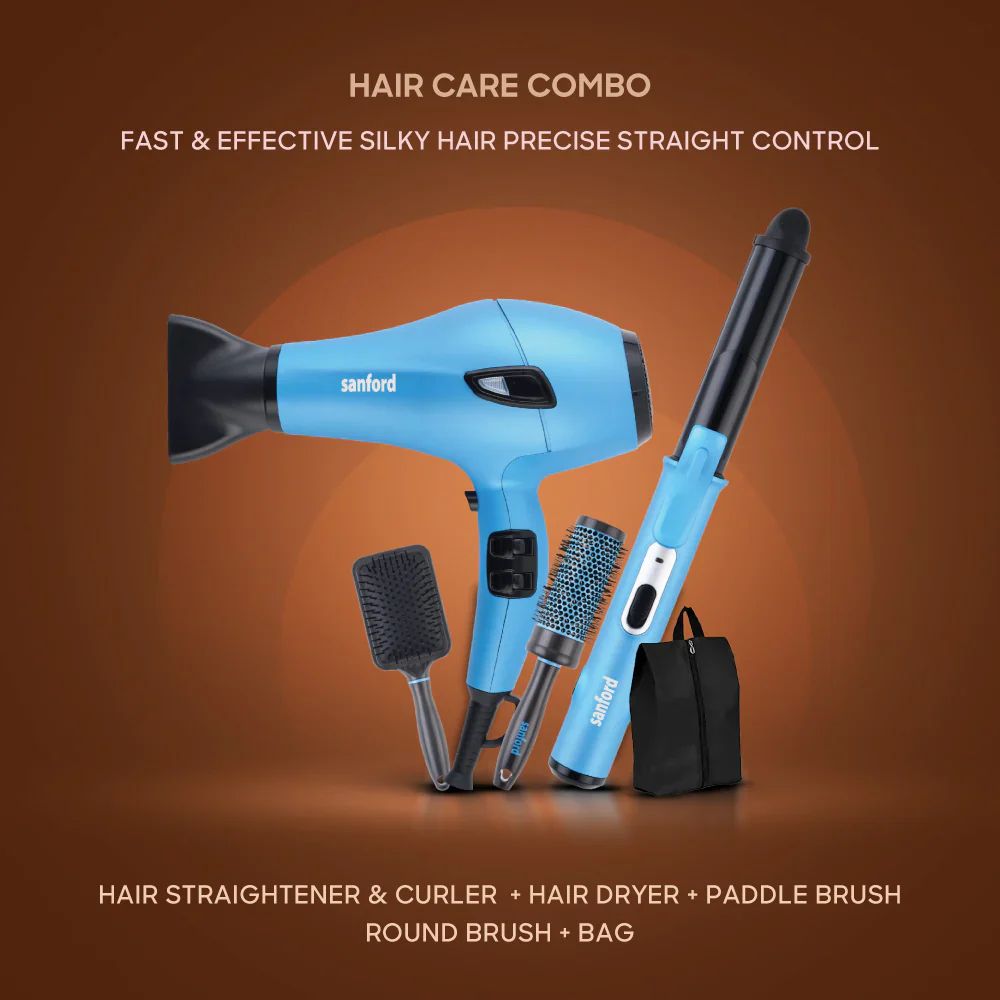Sanford 5-in-1 Hair Styling Set – 2200W Hair Dryer, Straightener & Curler with Ceramic Plates and Cool Shot - Image 5