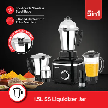 Sanford 5-in-1 Mixer Grinder | 1200W | 3 Stainless Steel Jars + Juicer Jar | ABS Body | 3 Speed Control | Overload Protectio - Image 4