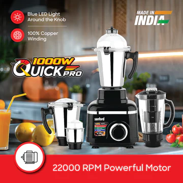 Sanford 5-in-1 Mixer Grinder | 1200W | 3 Stainless Steel Jars + Juicer Jar | ABS Body | 3 Speed Control | Overload Protectio - Image 5