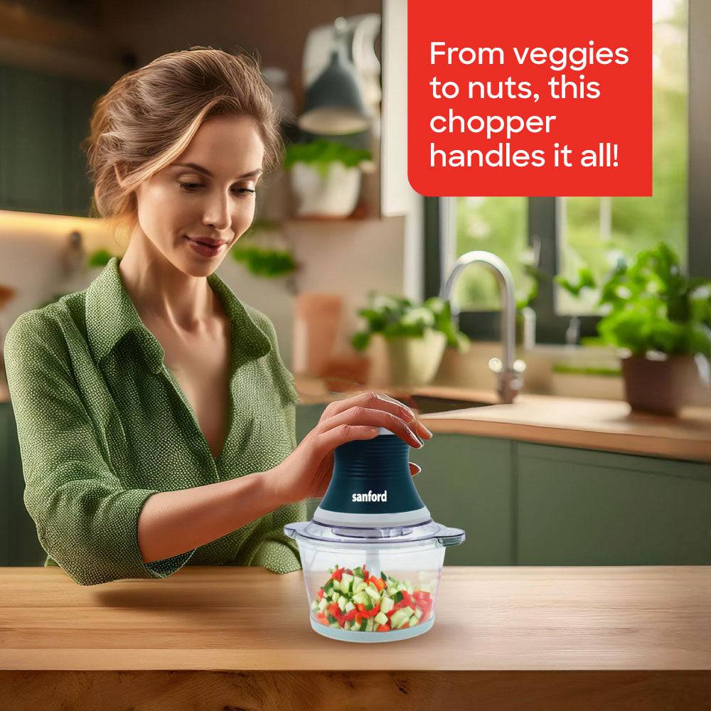 Sanford 500W Multi-Function Chopper & Mixer with 2L Glass Bowl and Stainless Steel Blades - Image 3