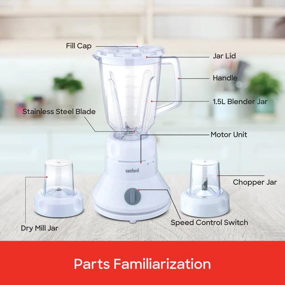 Sanford 800W 3-in-1 Hand Blender & Mixer | Turbo Speed | Stainless Steel Blades | 1.5L Jar | 2-Speed Control - Image 7