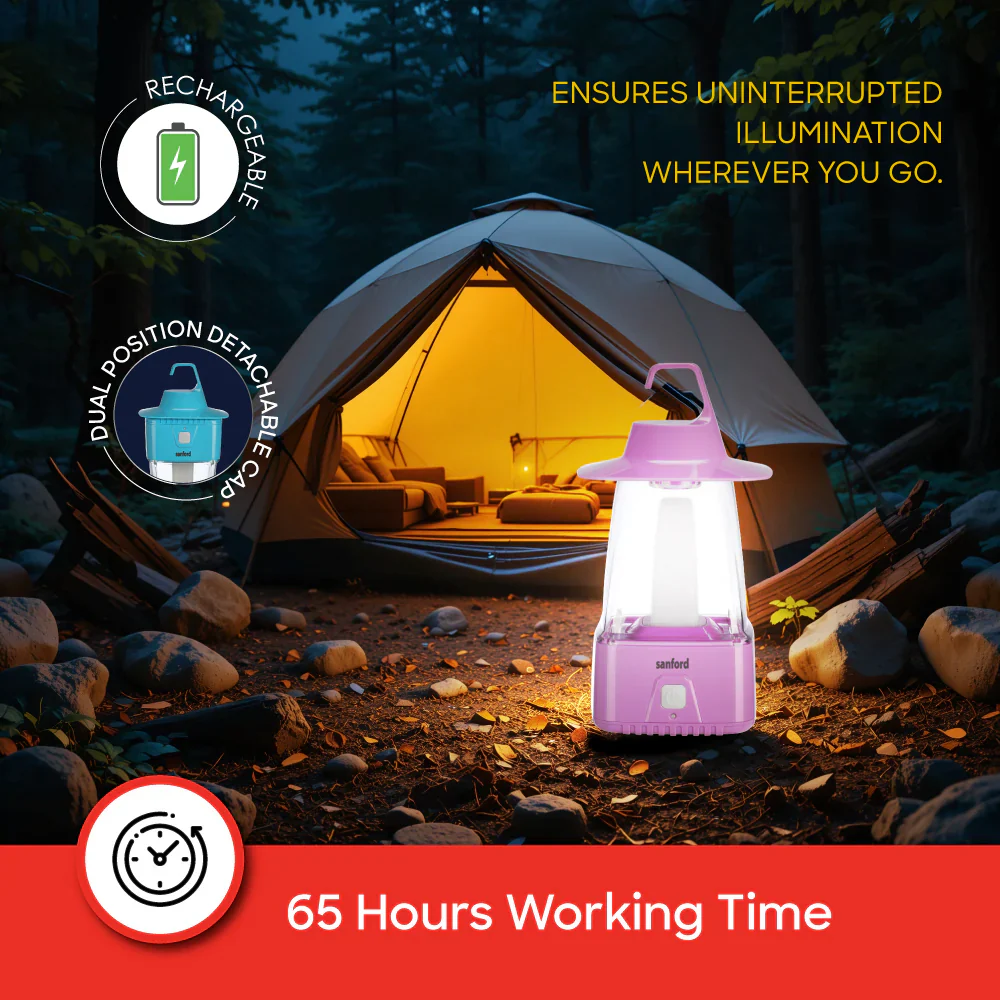 Sanford 8W Rechargeable LED Lantern with 3 Modes and 65-Hour Runtime | 40 SMD LEDs | 6V 5500mAh Battery - Image 4