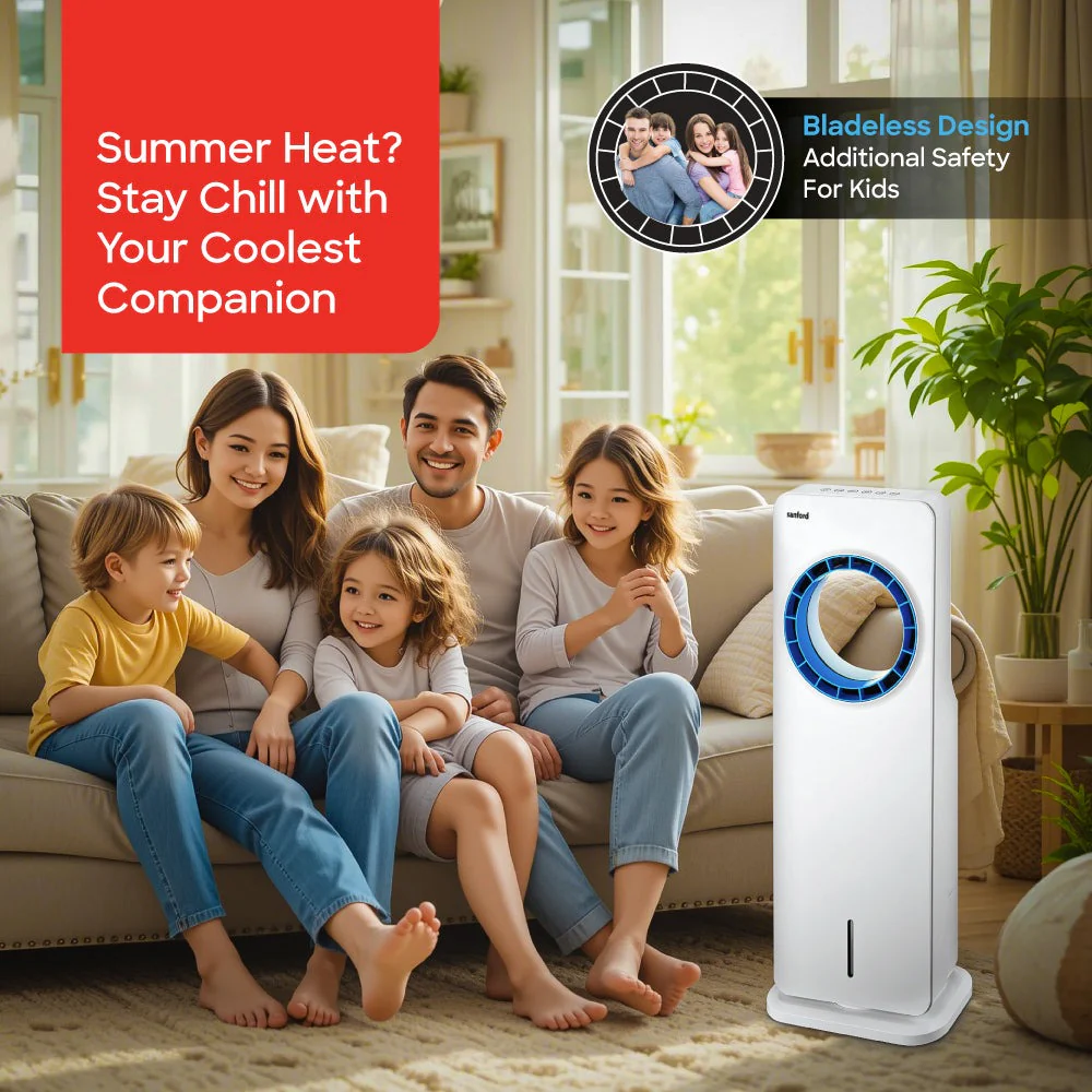 Sanford Bladeless Air Cooler 3.5L Tank 4 Wind Modes 70° Oscillation Remote Control 2 Year Warranty - Image 2