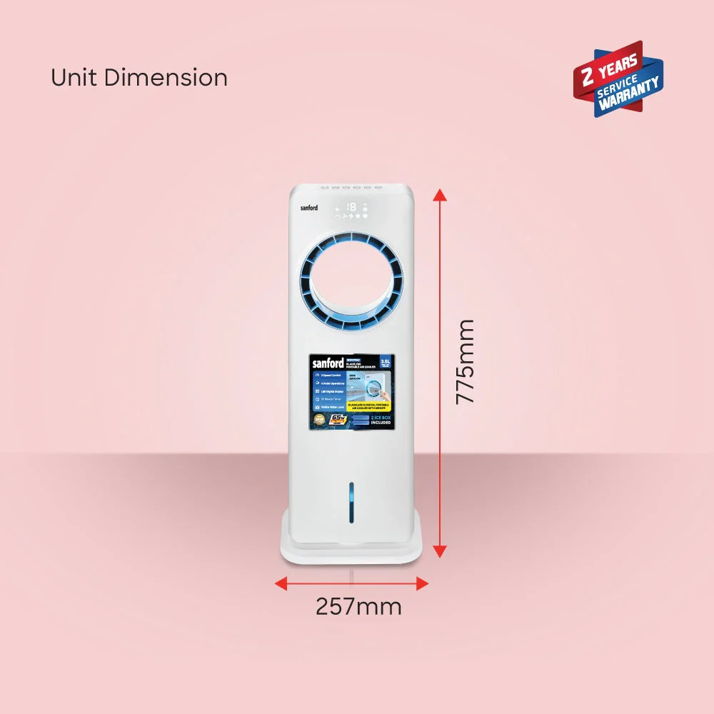 Sanford Bladeless Air Cooler 3.5L Tank 4 Wind Modes 70° Oscillation Remote Control 2 Year Warranty - Image 6