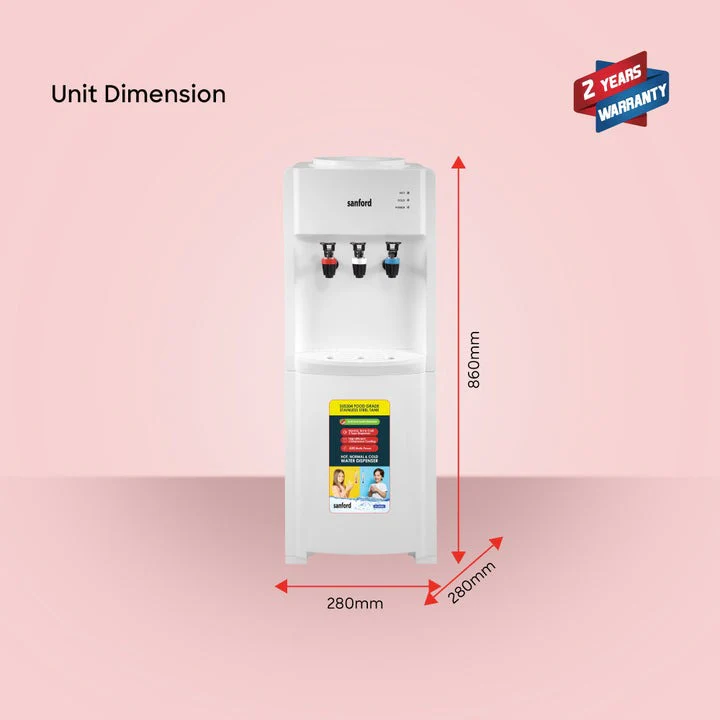 Sanford Hot & Cold Water Dispenser 3-Tap With Cabinet Storage for Home Office - Image 2