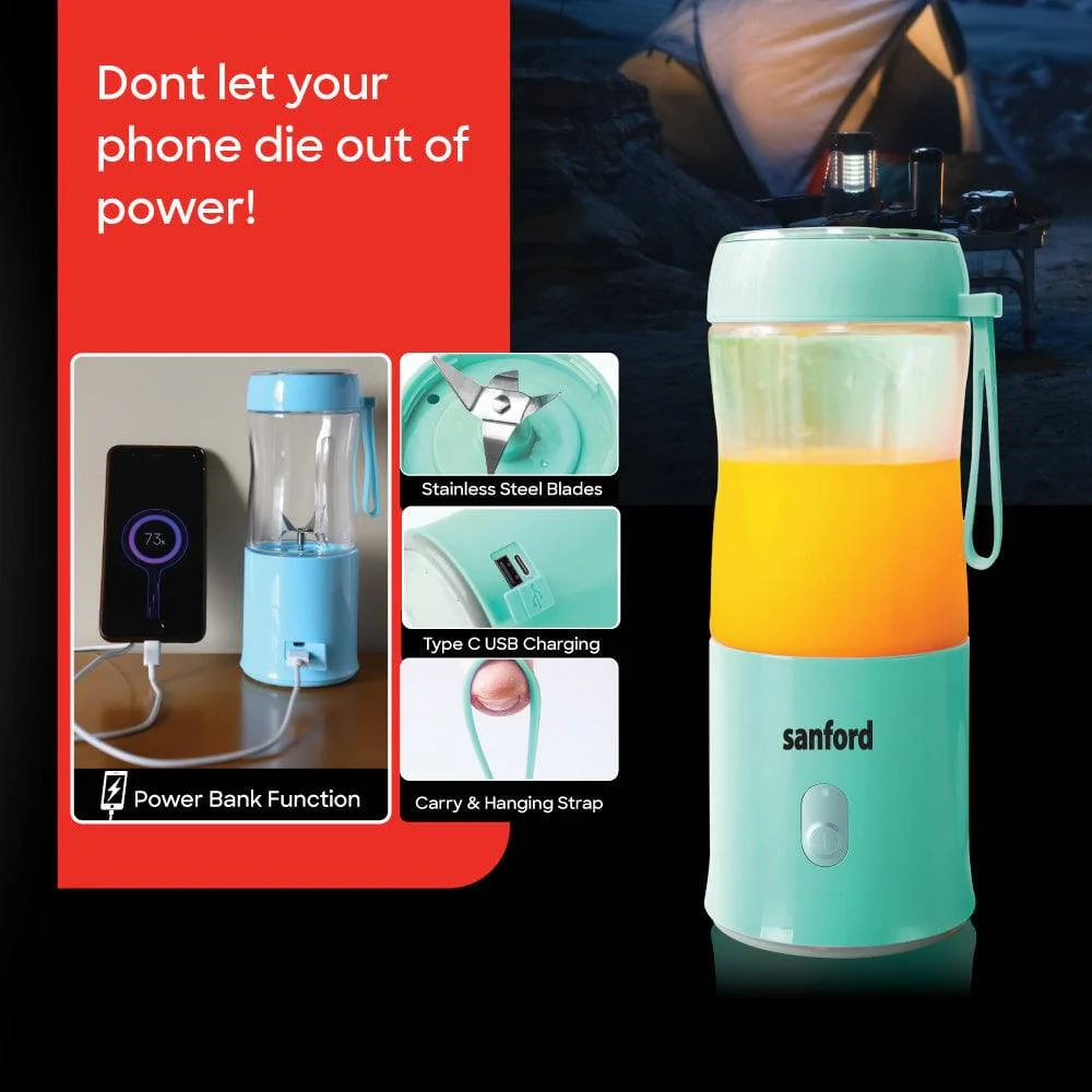 Sanford Rechargeable Blender 380ml – Portable Smoothie Maker with Power Bank & Type-C Charging - Image 4