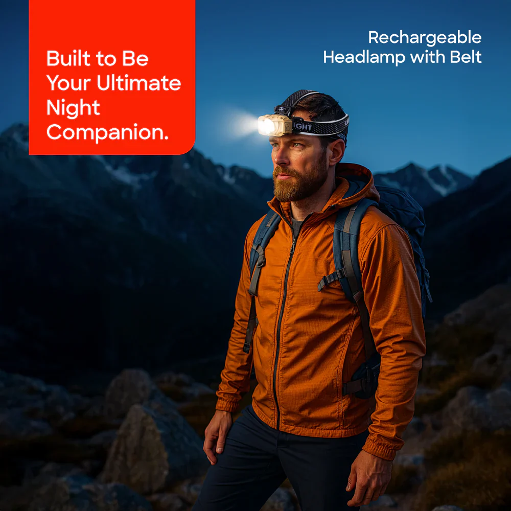 Sanford Rechargeable LED Headlamp | 20W COB LEDs | 5000 mAh Battery | 7 Working Modes - Image 2
