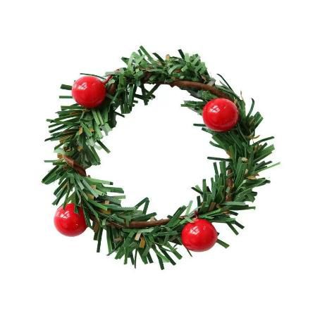 Set of 6pcs Christmas Red Fruit PVC Pine Needle Napkin Ring Holder - Image 9