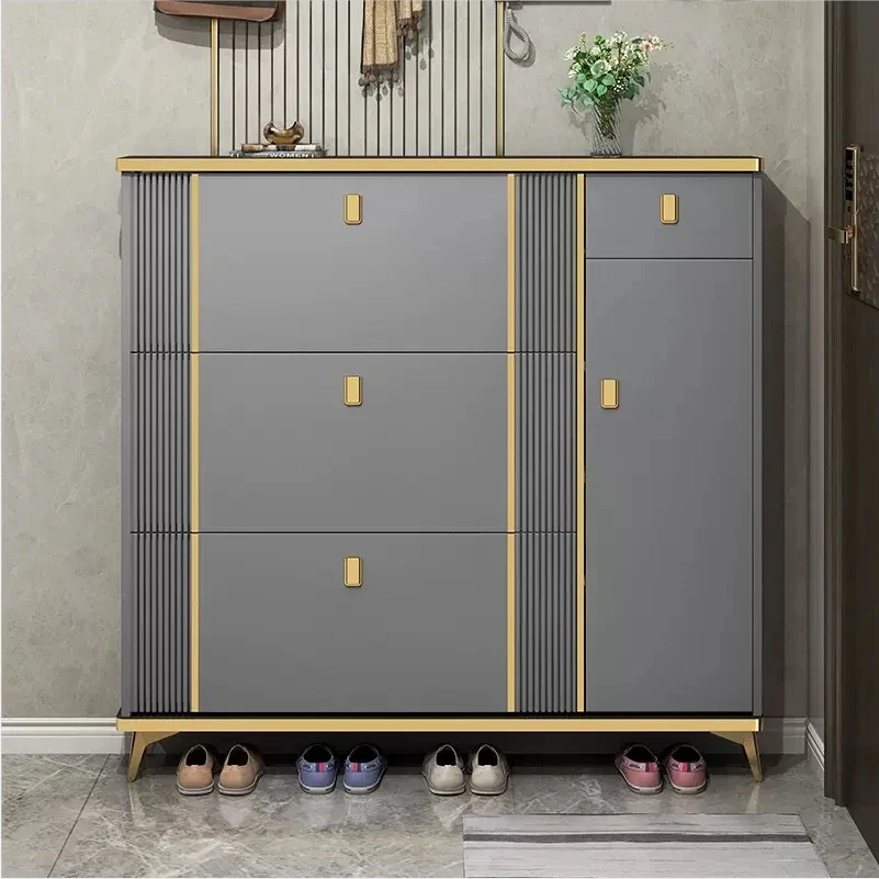 Shoe Rack Cabinet With Flip Doors Modern Shoe Storage Cabinet For Entryway - Image 2