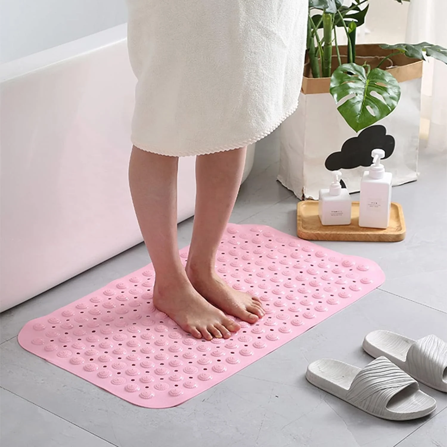 Shower Bathroom Mat Non Slip,Machine Washable, Extra Long Bathtub Mats - Image 2