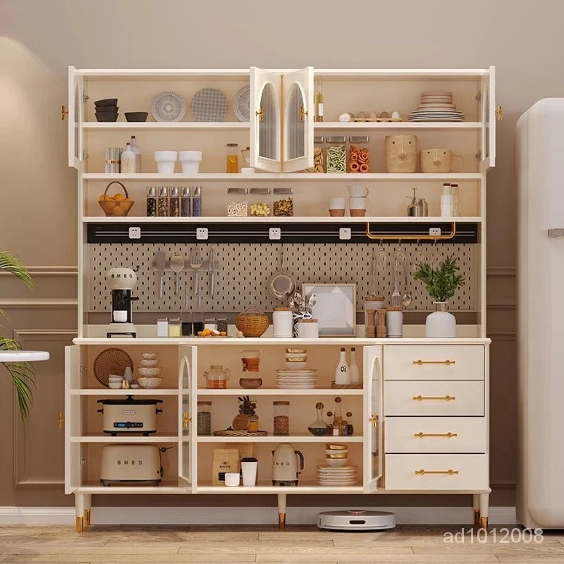 Side Panel Buffet Modern Storage Space White Sideboard Marble Slab Countertop Sideboard Home Multi-Functional Buffet Cabinet Tea Cabinet Wine Cabinet Locker Free Standing Decorative Cabinet - Image 2
