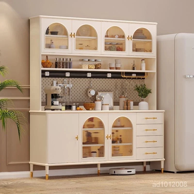 Side Panel Buffet Modern Storage Space White Sideboard Marble Slab Countertop Sideboard Home Multi-Functional Buffet Cabinet Tea Cabinet Wine Cabinet Locker Free Standing Decorative Cabinet - Image 3