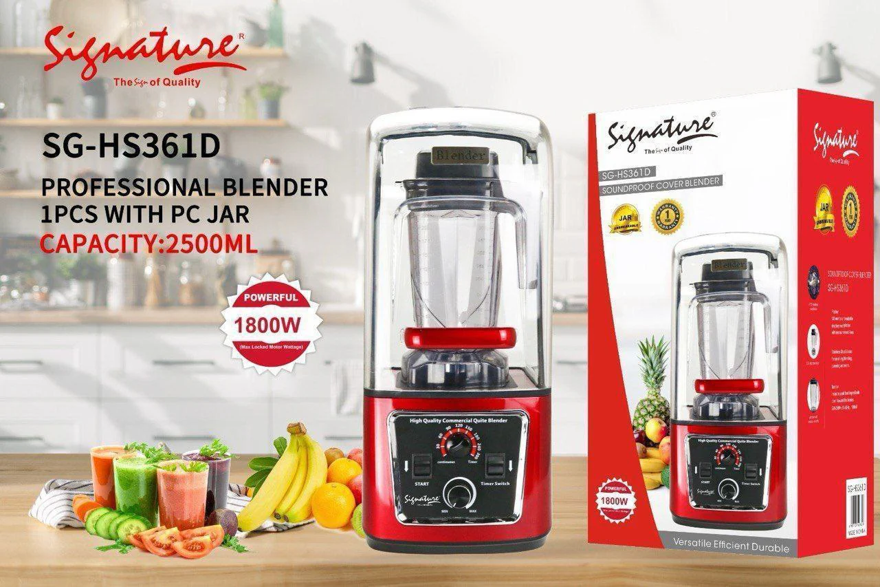 Signature 1800W Commercial Quite Blender with Soundproof Cover  SG-SH-361D (2.5 Ltr One Jar) - Image 3