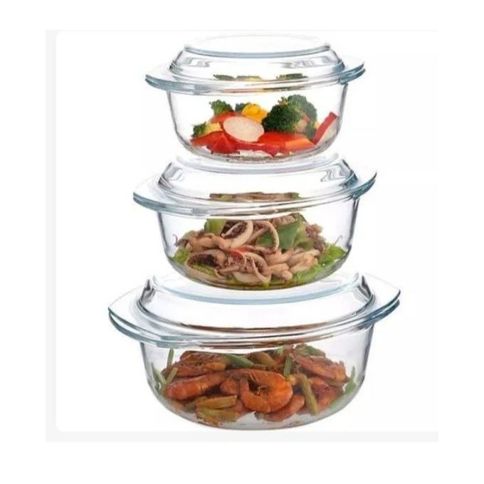 Signature 3-Piece Borosilicate Glass Casserole Set with Lids Oven & Microwave Safe - Image 4
