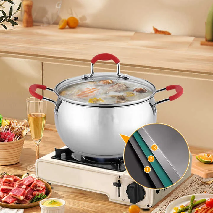 Signature Home Cooking Pot Set Stainless Steel Cookware Set Pots and Pans Kitchen - Image 4