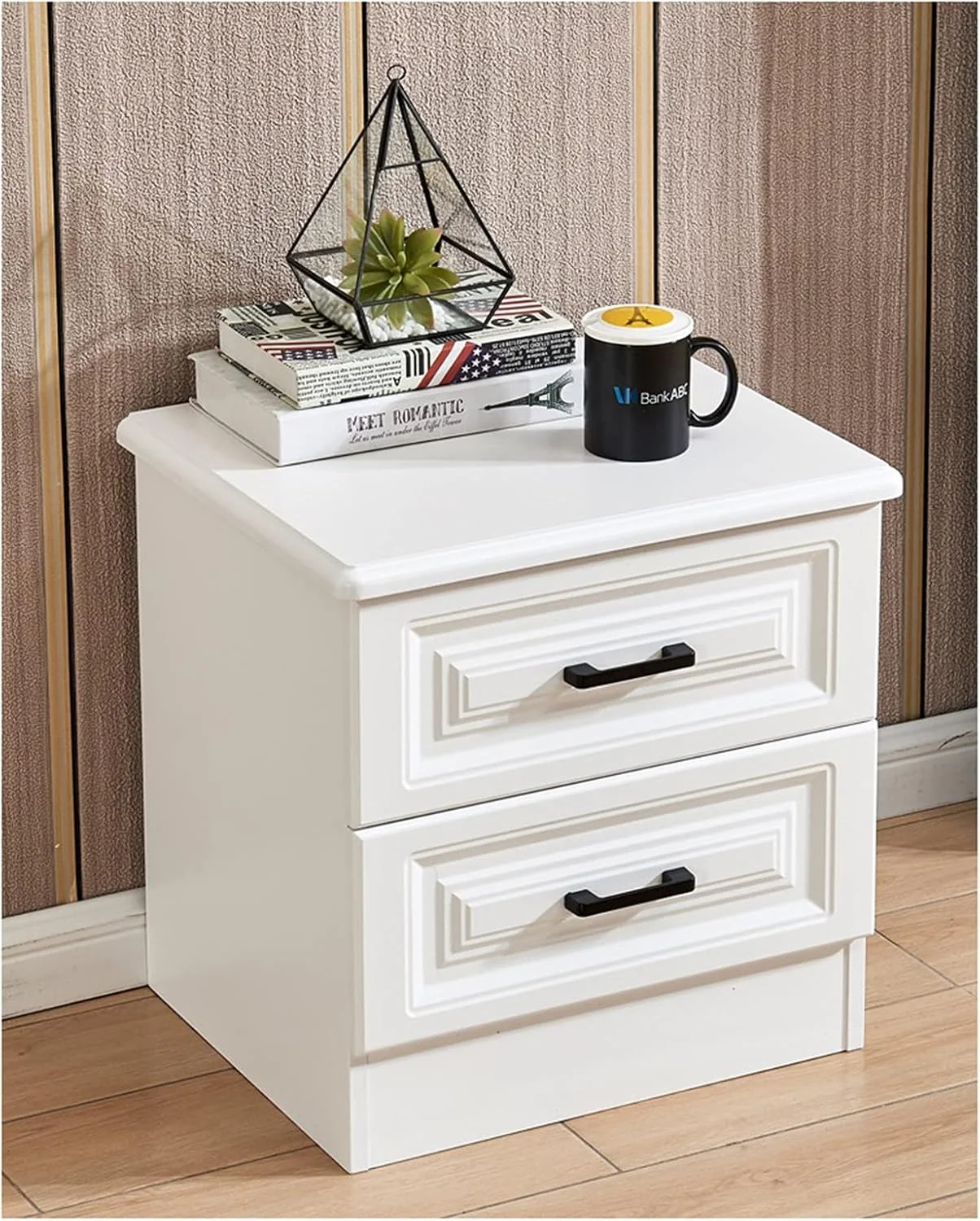 Simplicity Wooden Bedside Table with 2 Drawers, Multifunctional Bedside Table - Image 4