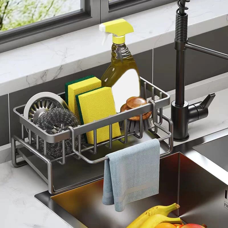 Sink Caddy with Water Draining Tray/Multifunctional Sink Sponge Detergent storage Rack - Image 3