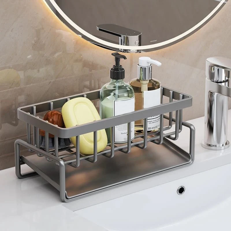 Sink Caddy with Water Draining Tray/Multifunctional Sink Sponge Detergent storage Rack - Image 4