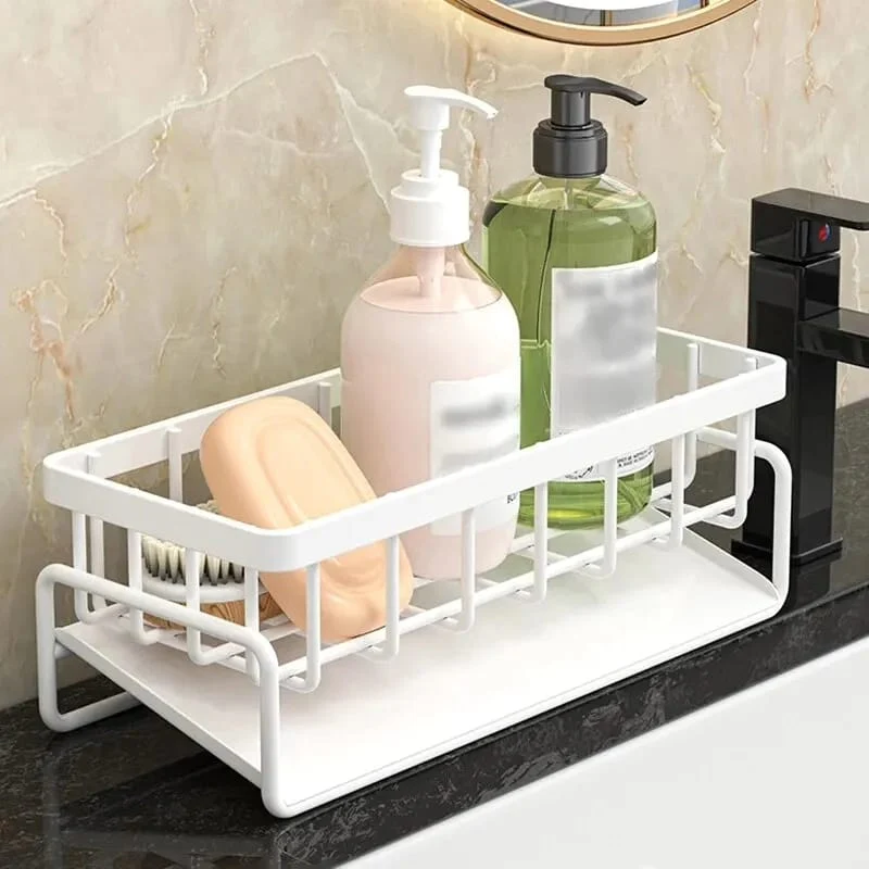 Sink Caddy with Water Draining Tray/Multifunctional Sink Sponge Detergent storage Rack - Image 6