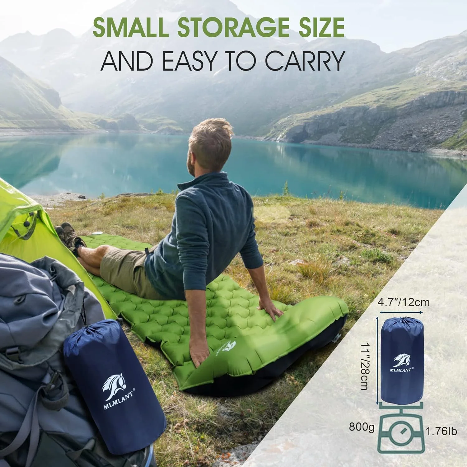 Sleeping pads with pillow and Air foot pump - Image 2