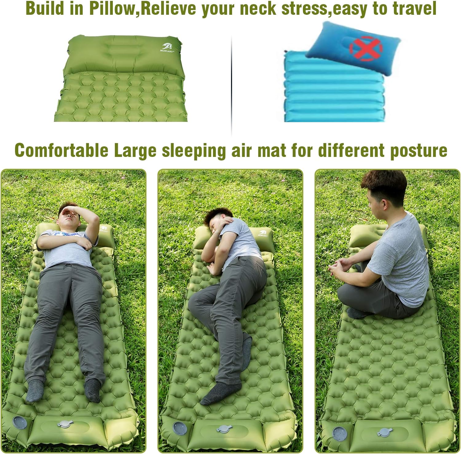 Sleeping pads with pillow and Air foot pump - Image 4