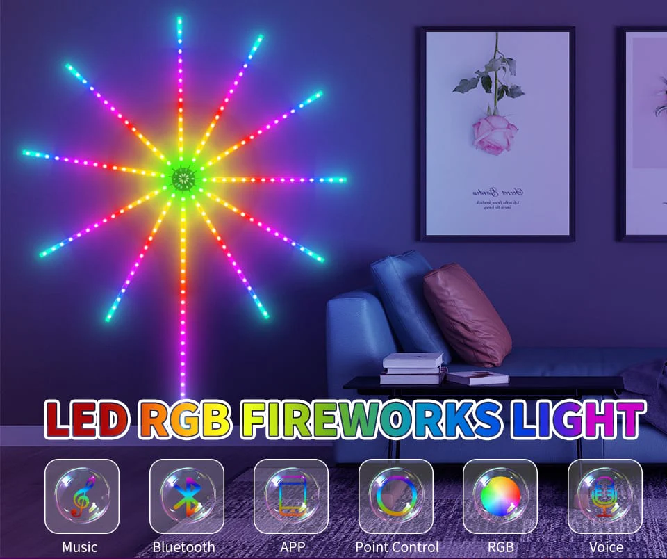 Smart Control IC LED 5V RGB Fireworks Light With Remote Control - Image 2
